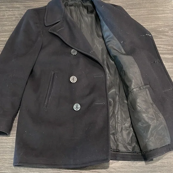 VINTAGE U.S. NAVY 100% WOOL CORDUROY INSIDE POCKETS PEACOT TAGGED SIZE 38 - Picture 3 of 13